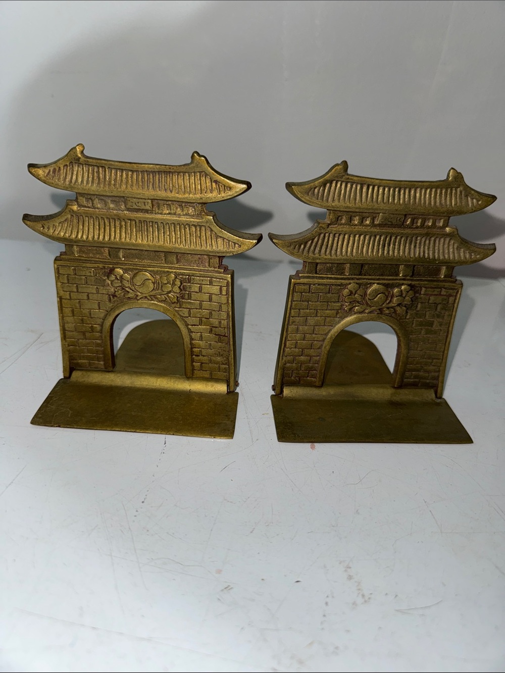 Vintage Brass Pagoda Folding Bookends